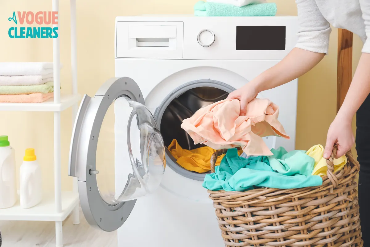 Person doing laundry for medical scrubs, medical laundry service