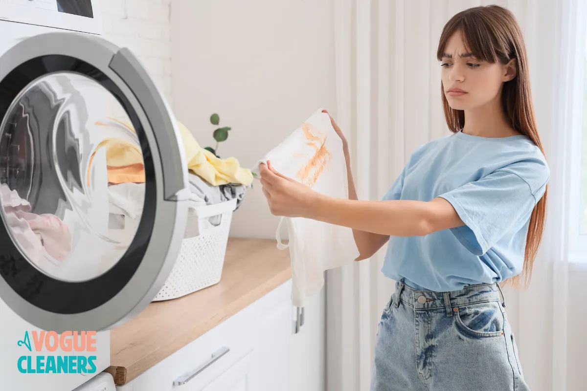 Professional treating a stubborn stain on a garment